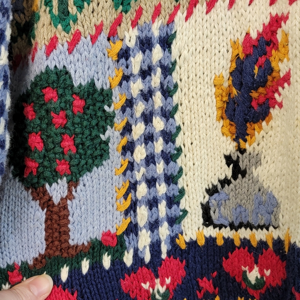 Vintage Northern Isles Hand Knit Freedom USA Prairie Land Sweater Cardigan Small - Picture 7 of 16